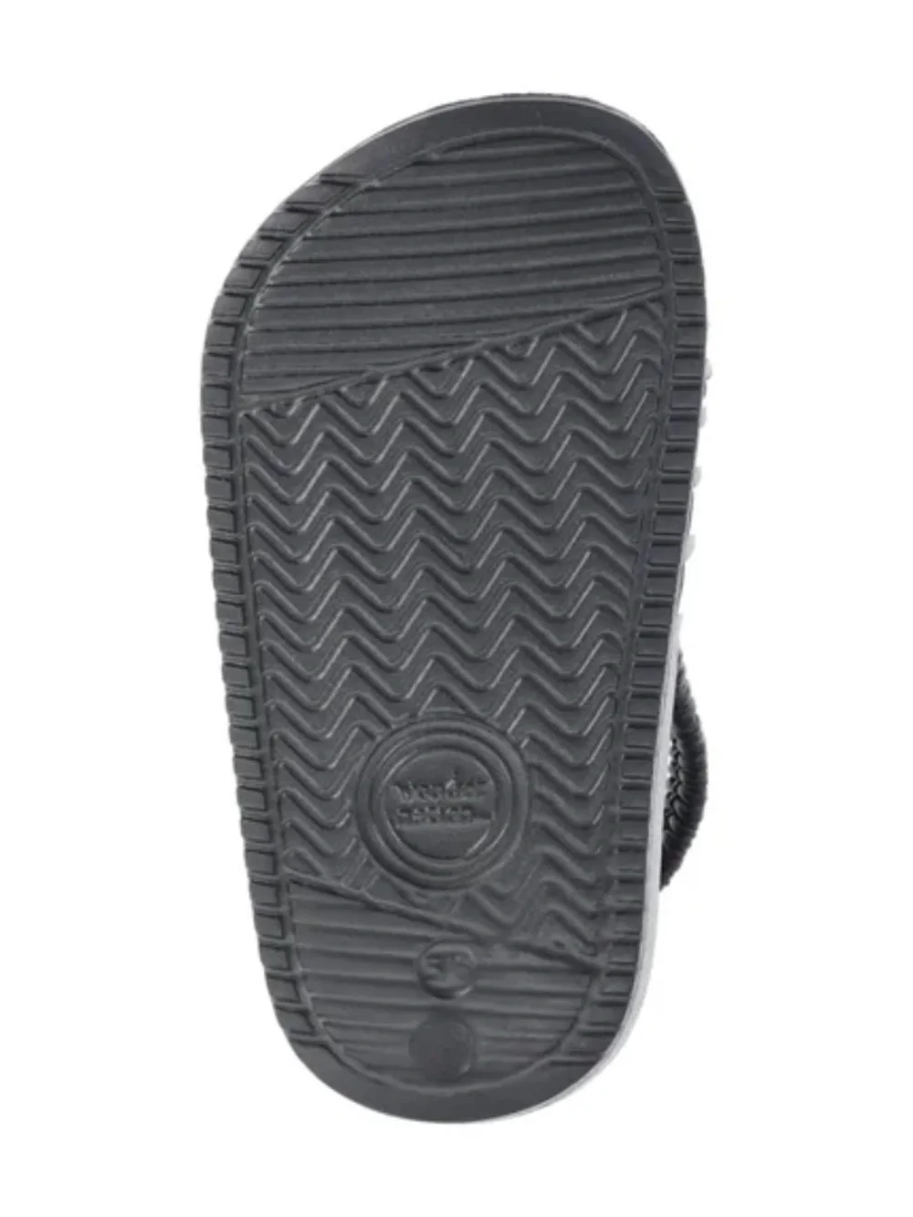 WONDER NATION • TODDLER BLACK + WHITE STRIPED SPORTS SLIDES - 5/6T